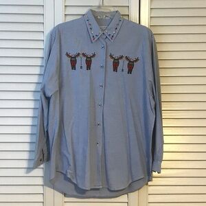 Women's Blue Embroidered Blouse